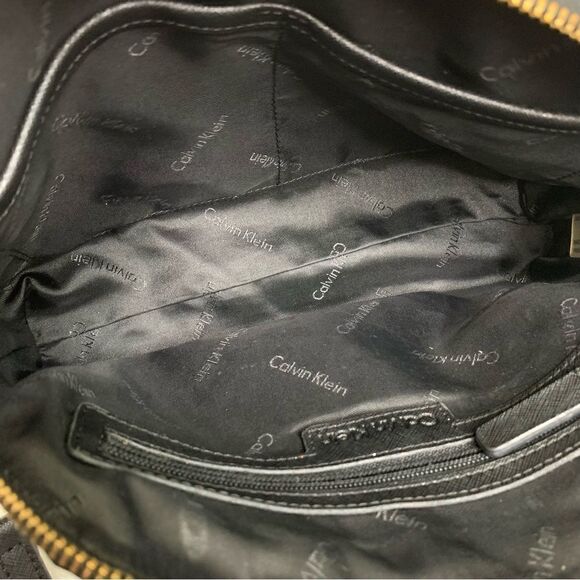 Calvin Klein Black Saffiano Top Zip Chain Crossbody Bag - Picture 5 of 12